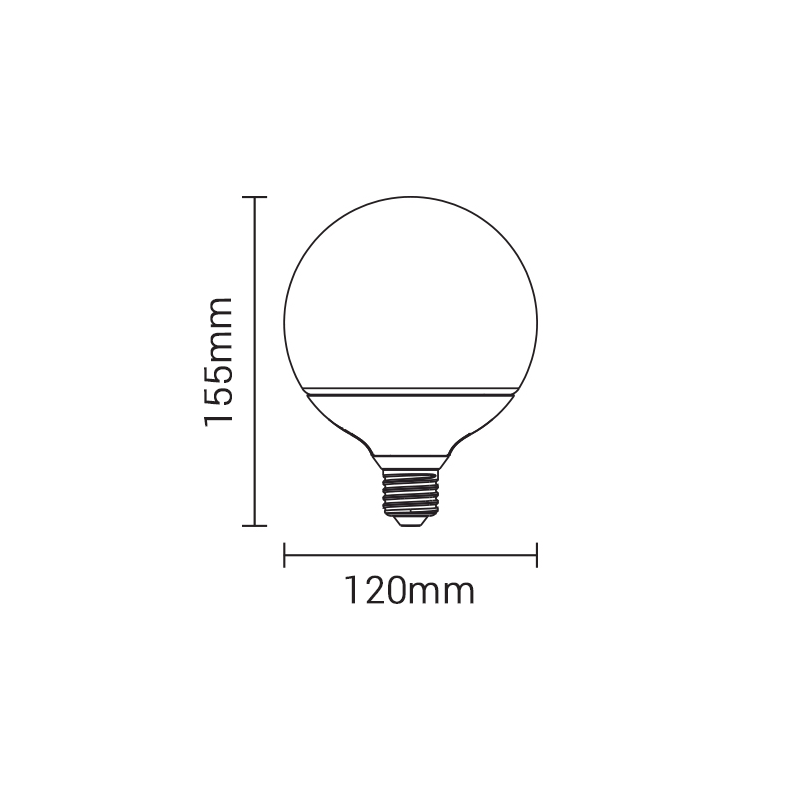 Ampoule LED E27 Globe G120 mm 15W 2700k blanc chaud professionnelle 