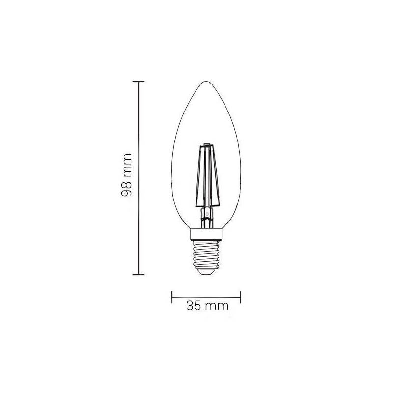 Ampoule bougie E14 C35 4W 2700k filament blanc chaud 