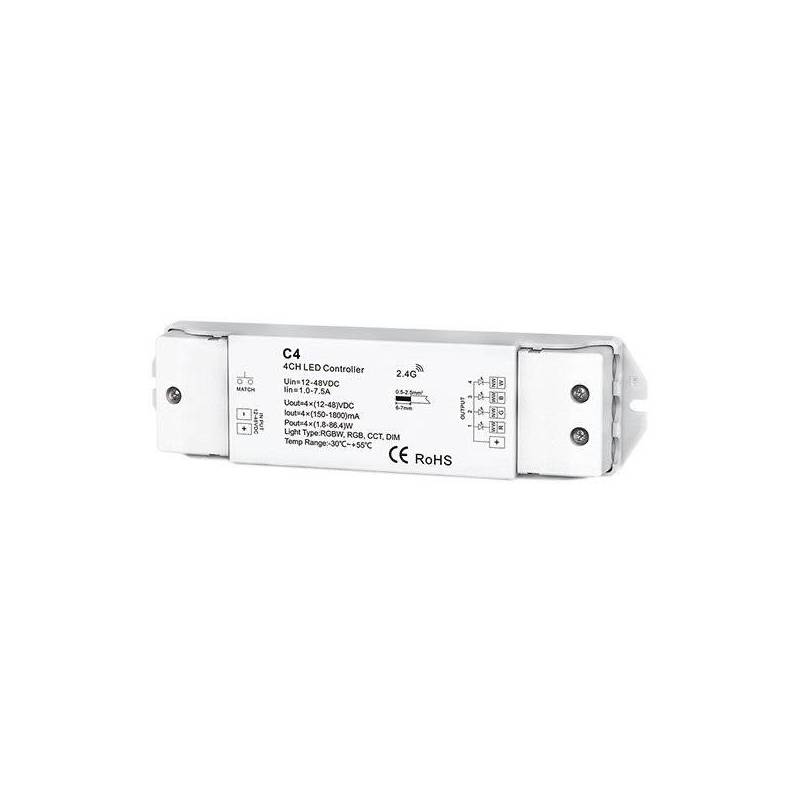 Contrôleur pour ruban LED RGBW CCT avec télécommande 12V/24V RGB + blanc 4 zones 