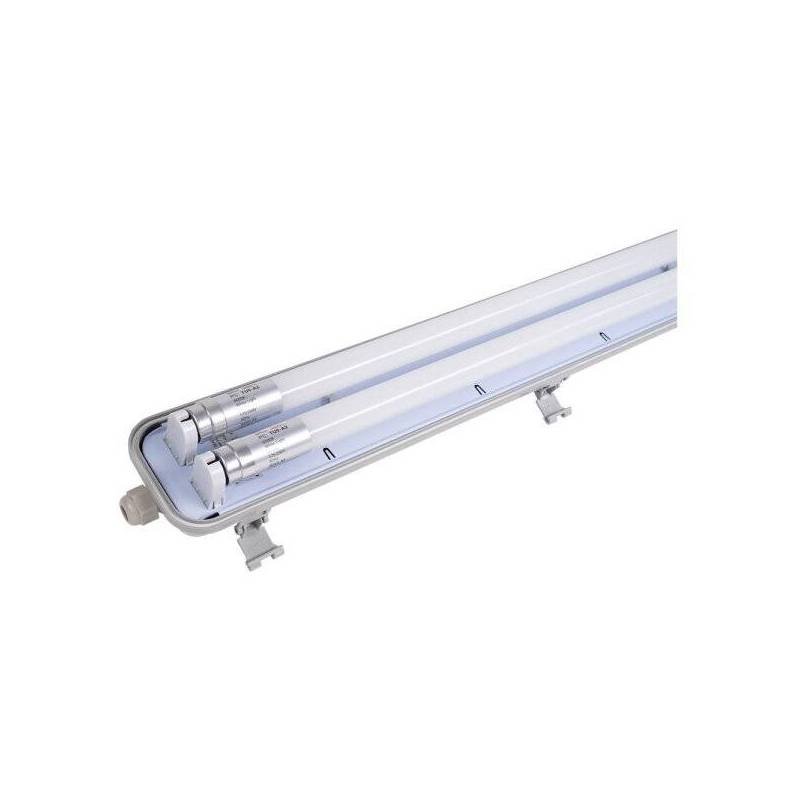 Réglette double néon LED pour tube T8 60CM 18W blanc neutre 4500 kelvin IP65 étanche plastique 