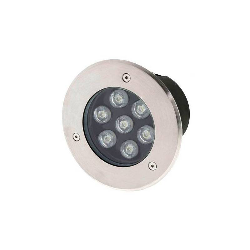 Spot led encastrable sol extérieur 7W rond en aluminium IP65 blanc chaud 2700K 