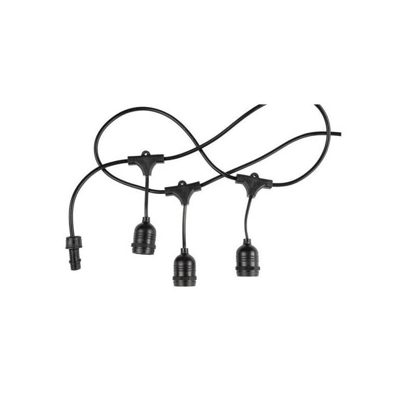 Guirlande guinguette suspendue 5M 10 culots connectable câble noir 