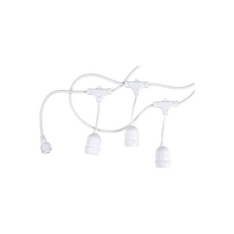 Guirlande guinguette suspendue 13M blanche IP44 15 culots E27 