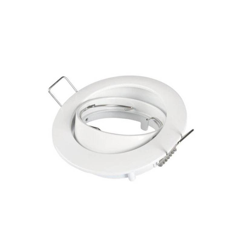 Support spot encastrable rond blanc orientable 80 mm MR16 GU5.3 GU10 