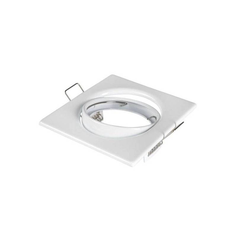 Support spot encastrable plafond carré blanc orientable 82X82mm GU10 GU5.3 MR16 