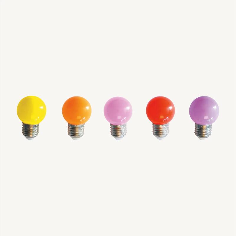 Lot de 5 ampoules guinguette plastique incassable coloré G45 LED haute luminosité 1,3W E27