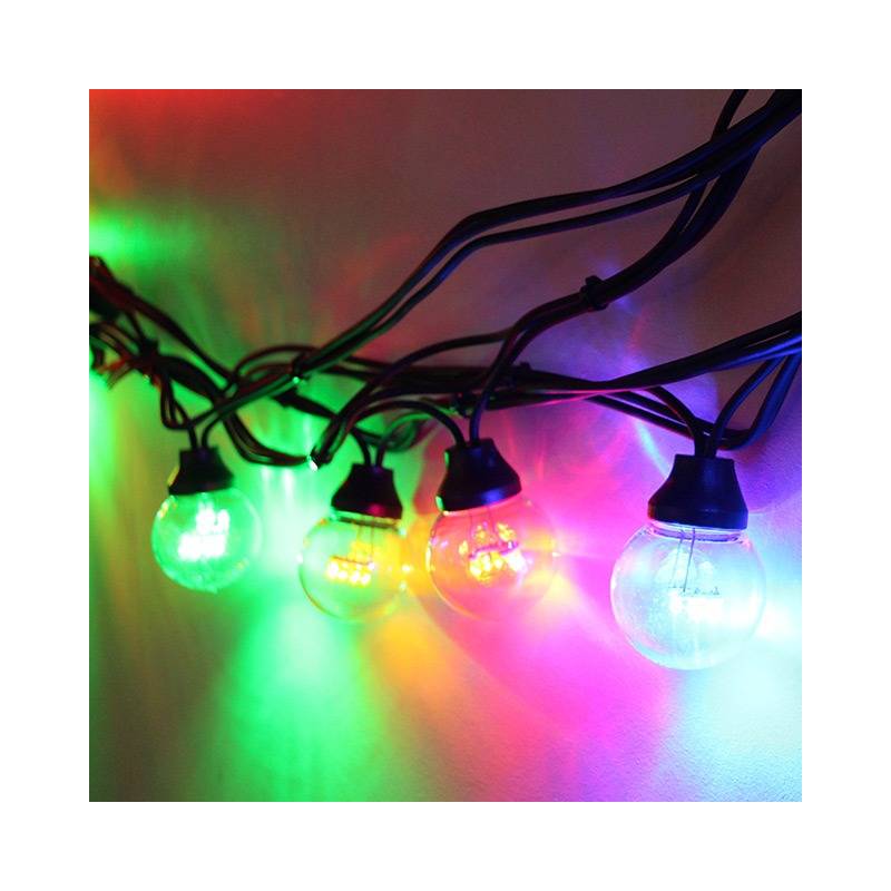 Guirlande lumineuse guinguette 5M LED multicolore verte prolongeable