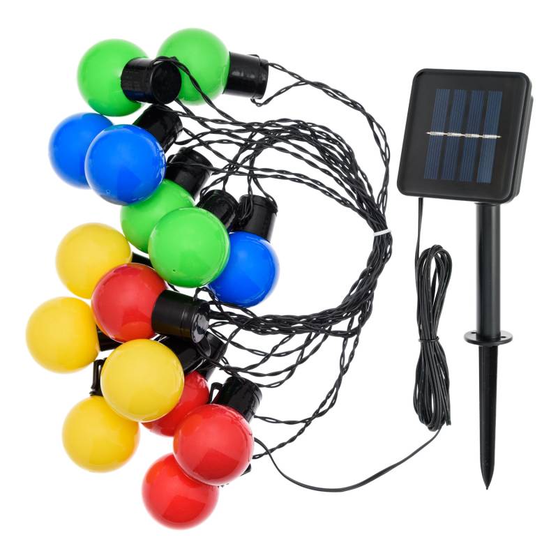 Guirlande Guinguette Solaire 6m 15 ampoules LED G50 multicolore opaque