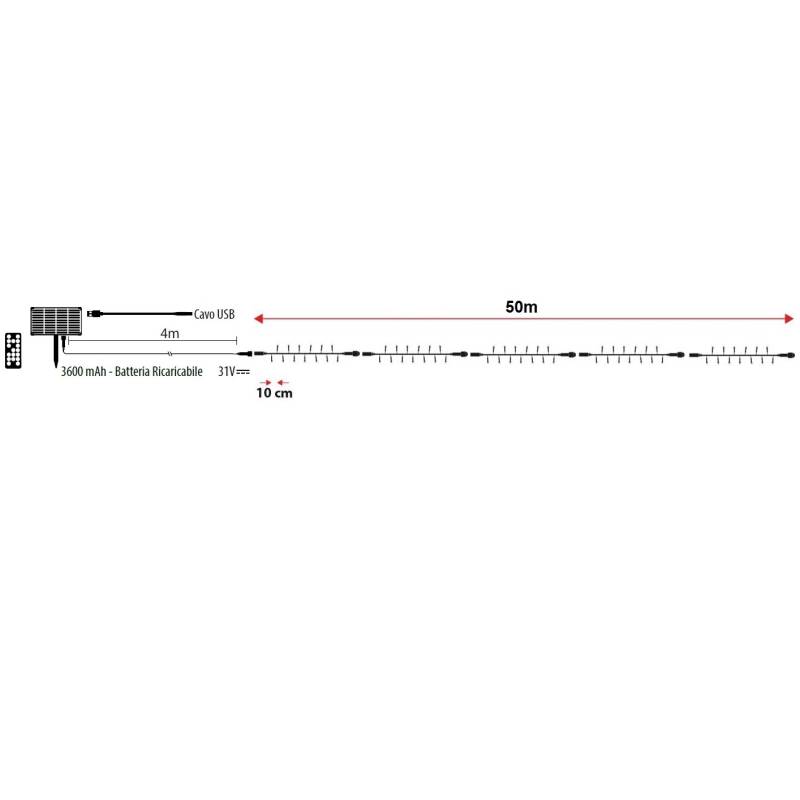 Guirlande lumineuse solaire 50M 500 LED blanc froid SMART Connect Lotti