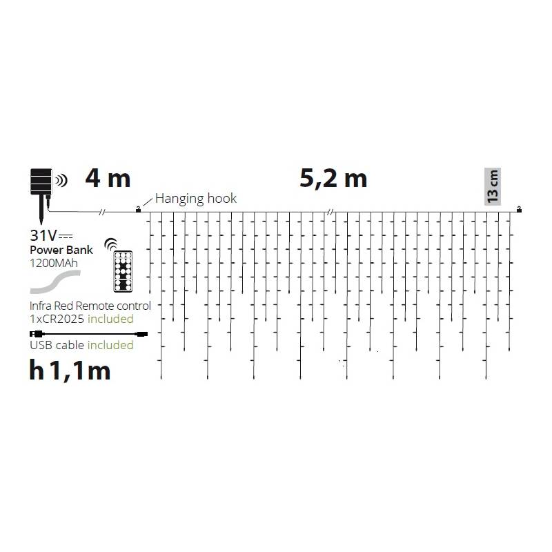 Stalactite stalactite Solaire 5M H1m 360 LED blanc chaud SMART Connect