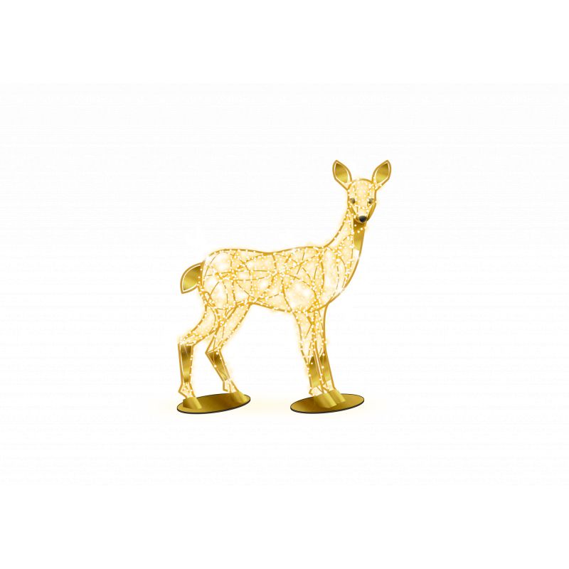 Biche lumineuse 3D géante - 1200 LED blanc chaud et froid - Extérieur H190cm - IPB