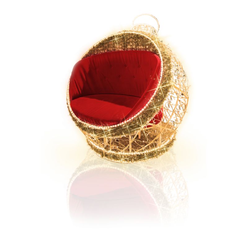 Décor géant boule de Noël lumineuse 3D fauteuil rouge 2m extérieur 3760 LED blanc chaud et blanc froid scintillant 24V professio