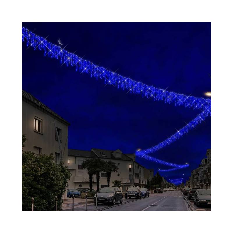 Frise lumineuse IP67 Optima extérieur h50cm x 4M 159 led bleu et blanc froid scintillant 230V professionnelle