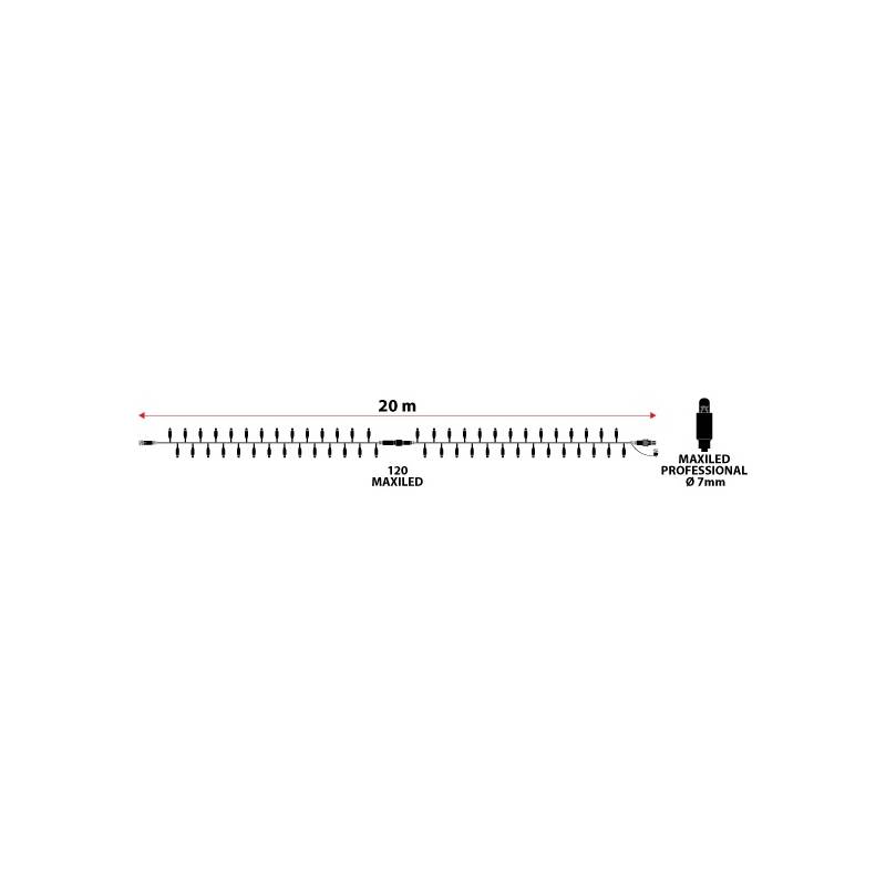 Guirlande lumineuse 120 MaxiLED 20M blanc chaud raccordable Lotti 230V IP67 professionnelle extérieur