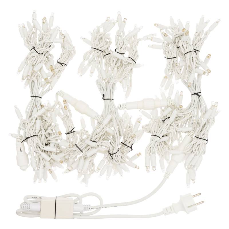 Guirlande stalactite 3M H90cm 228 LED blanc chaud scintillant câble blanc IP67 raccordable professionnel 230V extérieur