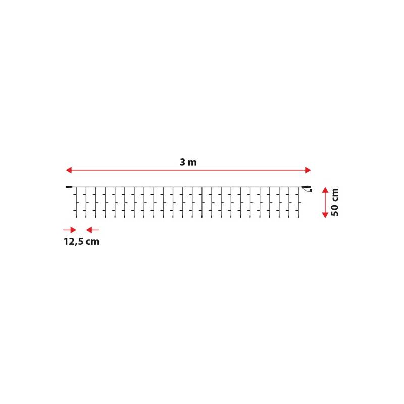 Rideau lumineux LED Hauteur 50CM x L3M 120 LED blanc chaud prolongeable 24V professionnel