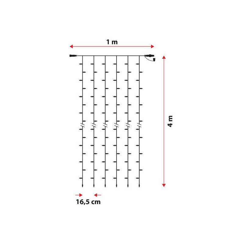 Rideau lumineux extérieur H4m x L1m 192 MaxiLED blanc froid prolongeable 24V professionnel