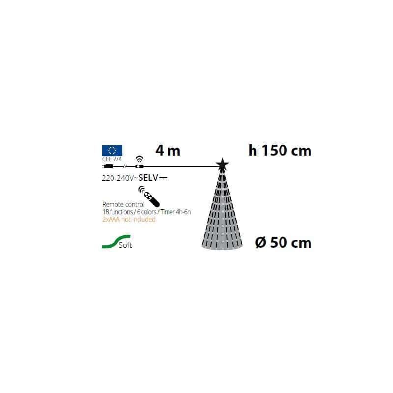 Sapin lumineux conique animé H150cm 234 PixelLED RGB haute luminosité avec télécommande