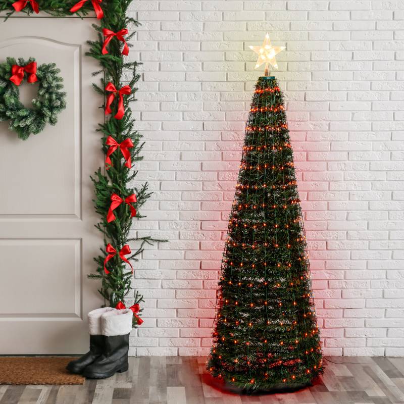 Sapin lumineux conique animé H180cm 304 PixelLED RGB haute luminosité avec télécommande