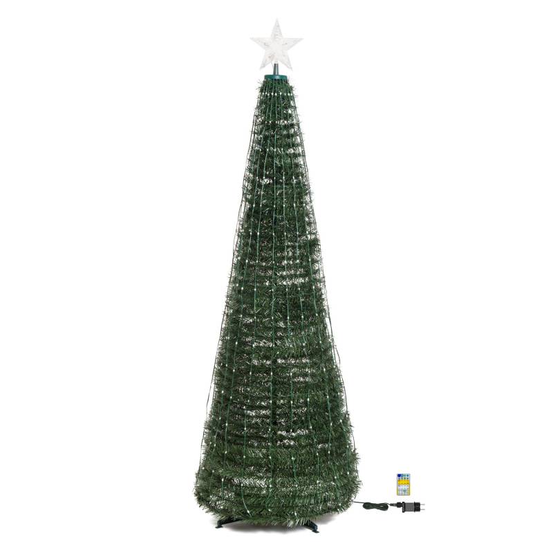 Sapin lumineux conique animé H210cm 380 PixelLED blanc chaud et froid haute luminosité avec télécommande