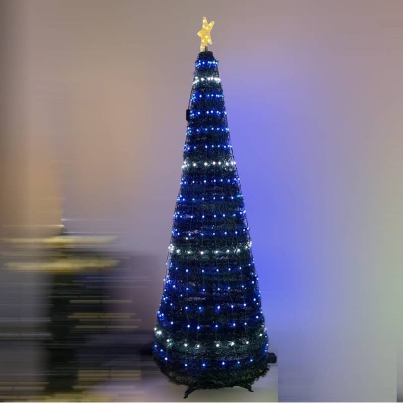 Sapin lumineux conique animé H150cm 234 PixelLED blanc chaud et froid haute luminosité avec télécommande