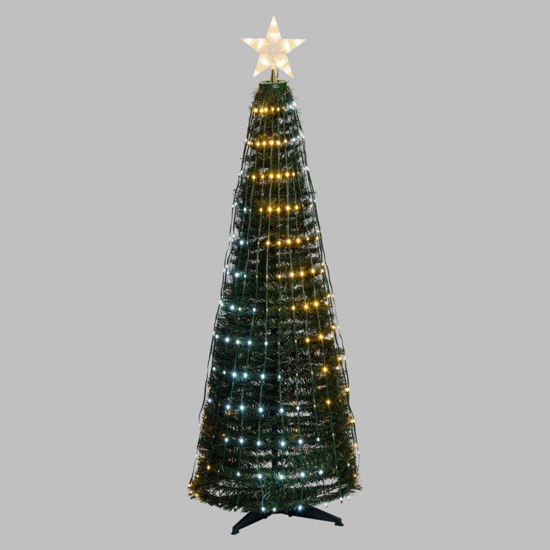 Sapin lumineux conique animé H150cm 234 PixelLED blanc chaud et froid haute luminosité avec télécommande