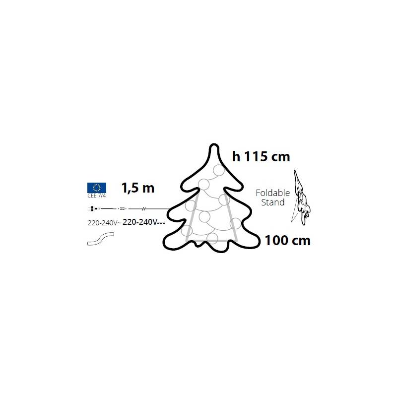 Sapin de noël lumineux 1.5M 600 LED blanc chaud tube néon extérieur professionnel