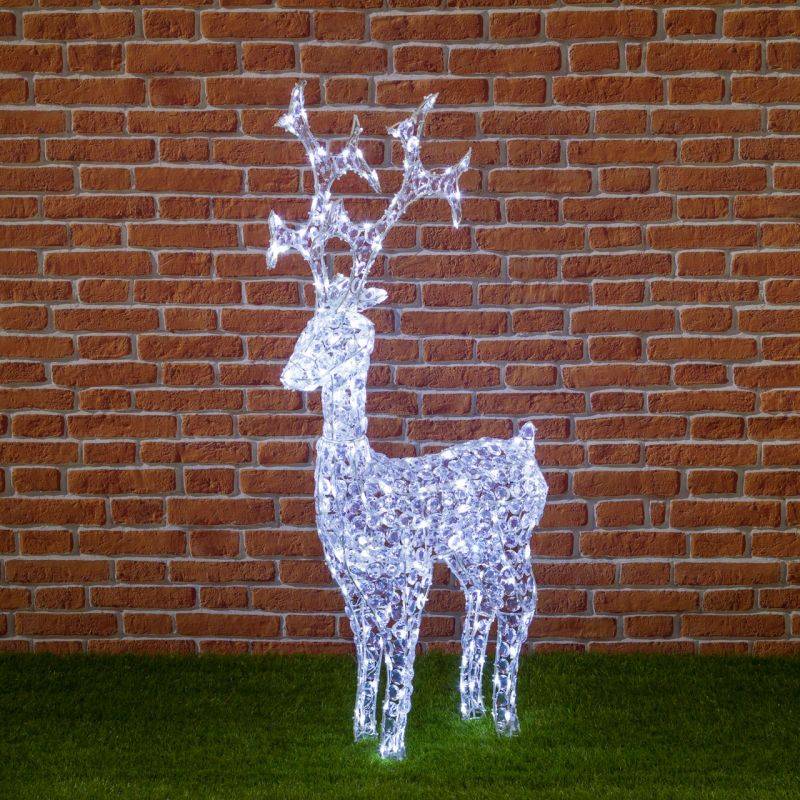 Renne lumineux de Noël cristaux acryliques H1.2M 250 LED blanc froid extérieur professionnel