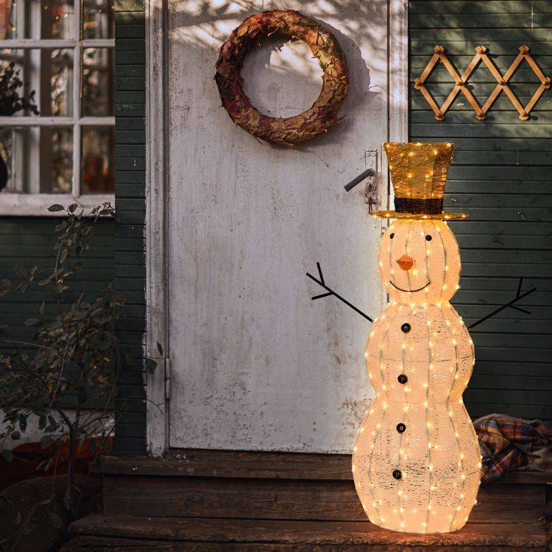 Bonhomme de neige lumineux 3D H120cm 260 LED ambré fixe Timer extérieur Smart Connect 31V professionnel