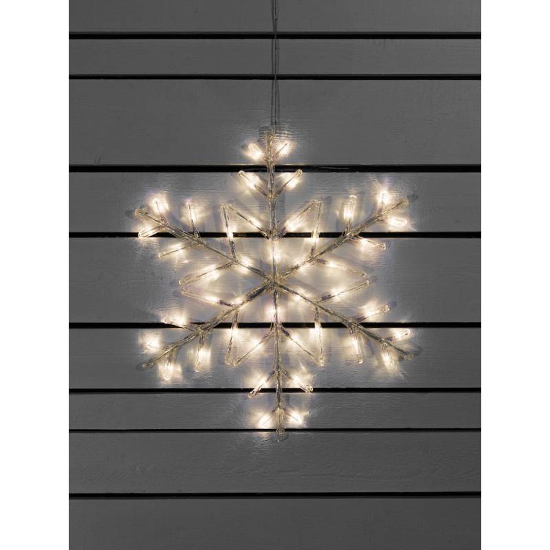 Flocon de neige lumineux à piles 60cm 42 LED blanc chaud acrylique