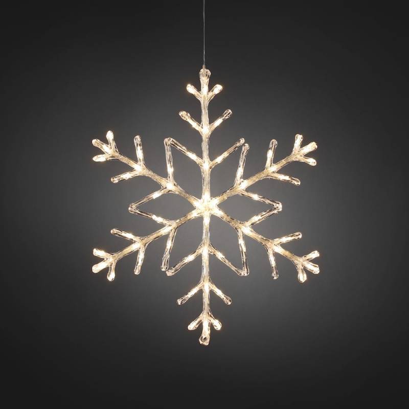 Flocon de neige lumineux 2D 60cm 60 LED blanc chaud acrylique 24V câble transparent