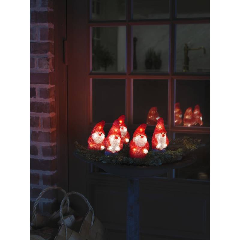 Lot de 5 Pères Noël lumineux 3D en acrylique 40 LED Blanc chaud 24V