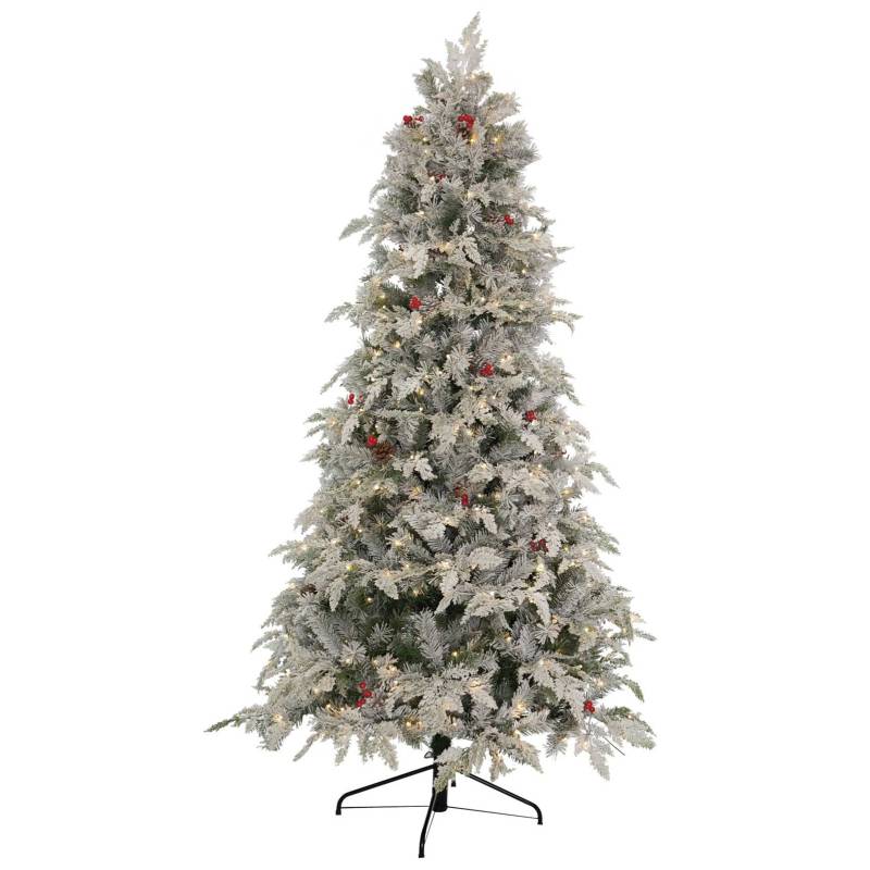 Sapin lumineux floqué 2,3M 550 led blanc chaud avec pomme de pin IP44 extérieur