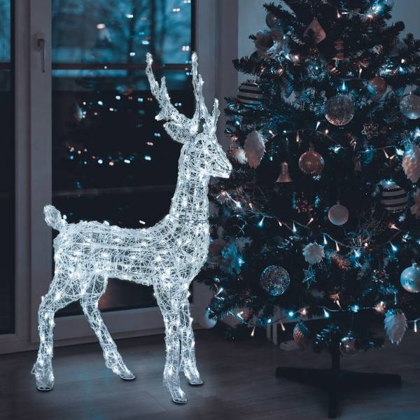 Renne lumineux de Noël Solaire 3D H105cm 180 LED blanc froid 8 modes IP44 SMART Connect Lotti 31V