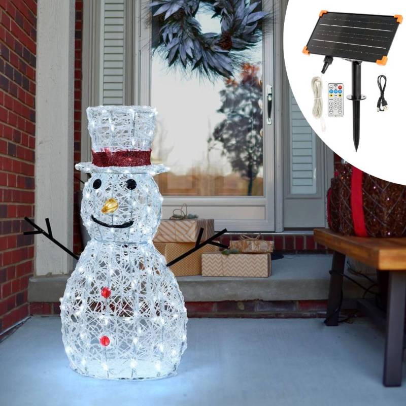 Bonhomme de neige Solaire lumineux 3D H70cm 160 LED blanc froid 8 jeux lumières IP44 SMART Connect Lotti 31V