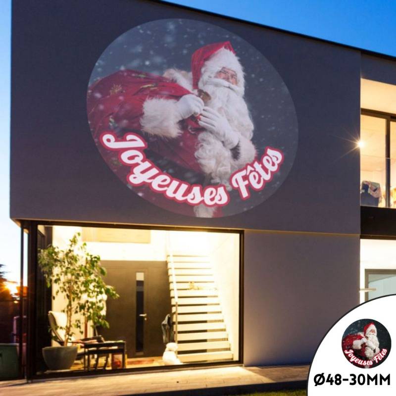 Gobo Ø48-30mm photo Père Noël Joyeuses Fêtes uniquement pour Projecteurs LED Professionnels