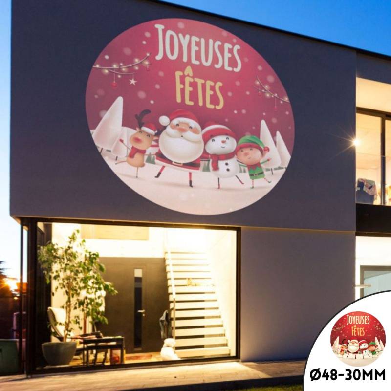 Gobo Ø48-30mm Personnages de Noël Joyeuses Fêtes uniquement pour Projecteurs LED Professionnels