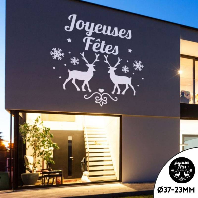 Gobo Ø37-23mm Rennes Joyeuses Fêtes Blanc et Noir compatible uniquement avec les Projecteurs LED Professionnels