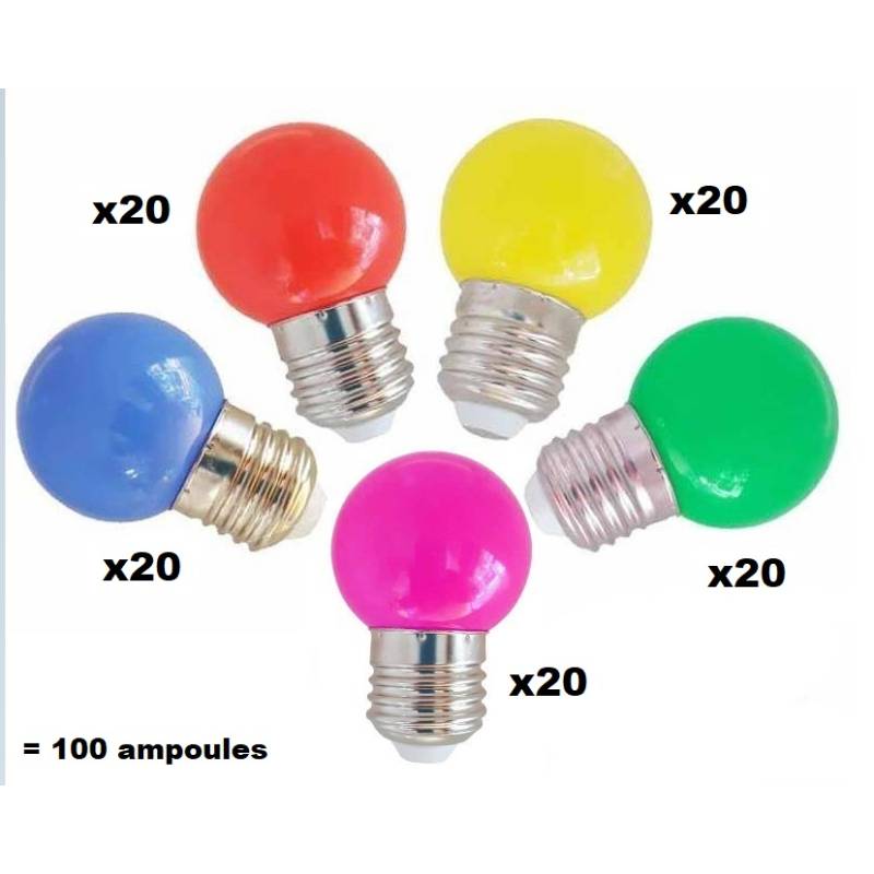 Guirlande guinguette extérieure 100 mètres 100 LED multicolores E27