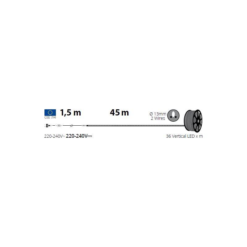 Cordon lumineux Vert 45M 36LED/M IP65 Professionnel Lotti