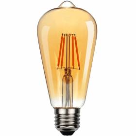 Ampoule vintage LED filament 4W blanc très chaud 2200 kelvin verre ambrée E27 ST64