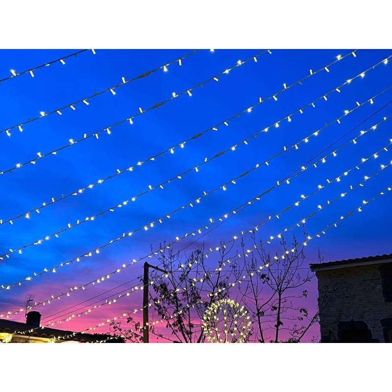 Plafond Lumineux 4 Branches 408 LEDS Blanc Chaud, 1X30m - Guirlande Étanche IP65 Pro