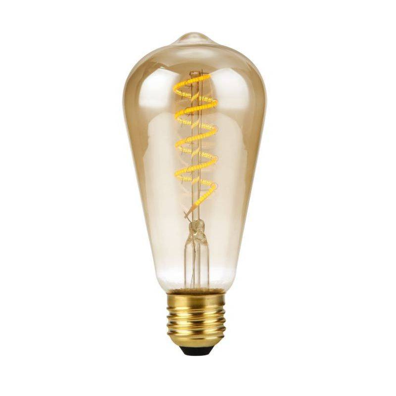 Ampoule LED Vintage Spirale 4W E27 - Blanc Chaud, Dimmable, Verre Ambré ST64