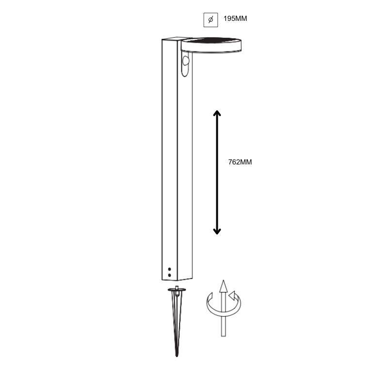 Borne solaire LED extérieure - Design Anthracite, 400 Lumens, Inox, IP44