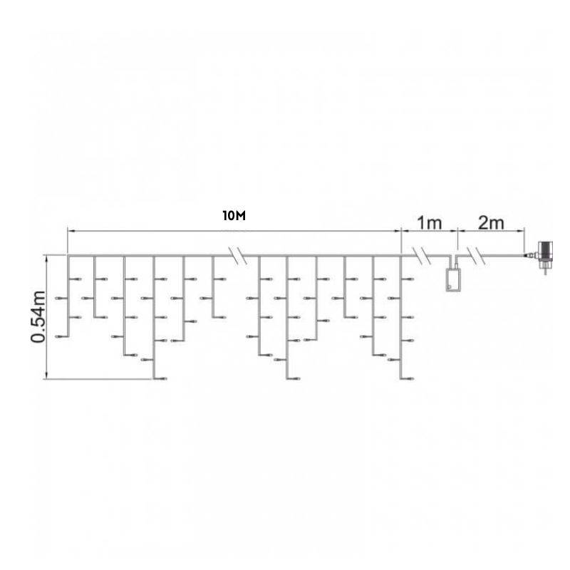 Guirlande stalactite 10 mètres 260 LEDS bleus 8 programmes extensible