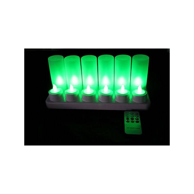 Bougie led rechargeable télécommande verte par 12