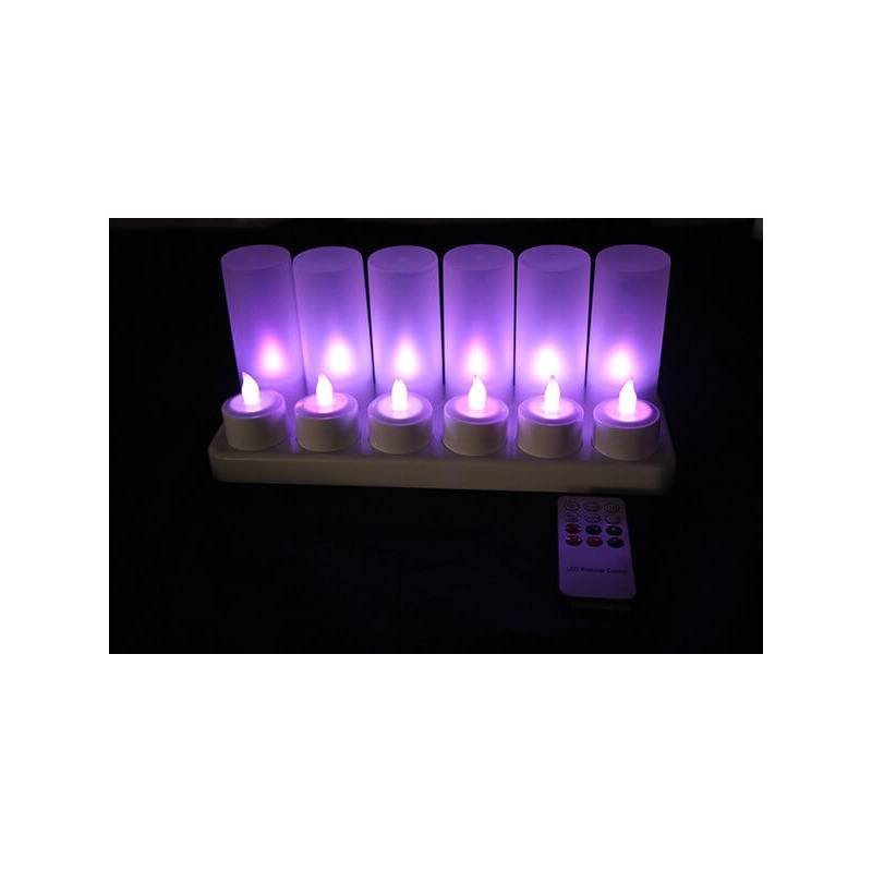 Bougie led rechargeable télécommande violette par 12