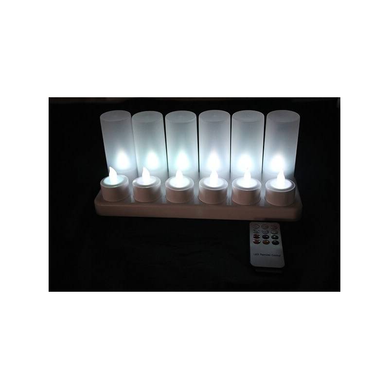 Bougie led rechargeable télécommande blanche par 12