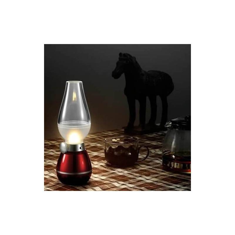 Centre de table lampe à pétrole LED blanche rechargeable vintage rouge rubis professionnel