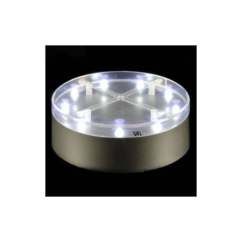 Base lumineuse ronde 9 leds 10cm piles banche professionnel